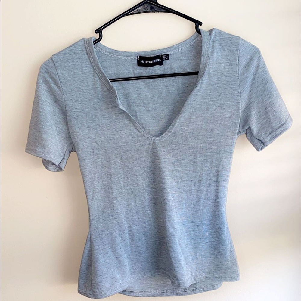 Grey V-Neck Top